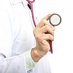 Doctor Holding Stethoscope Stock Photo