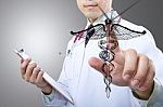 Doctor Touching For Treatment Stock Photo