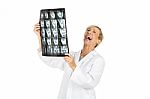 Doctor Woman Holding Radiography Stock Photo