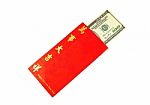 Dollar Cash In Red Envelope Stock Photo