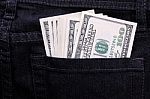 dollar In jeans Pocket Stock Photo