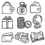 Doodle Business Icon Set 1-  Hand Drawn Stock Photo