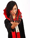 Dracula Girl With Long Fingers Stock Photo