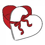 Drawing Heart With Ribbon Bow Stock Photo