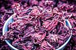 Dried Roselle On A Cup Stock Photo