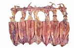 Dried Squid Isolated On White Background Stock Photo