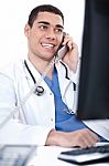 Duty Doctor In Deep Discussion On A Case Stock Photo