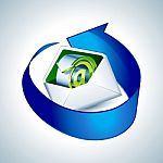 E-mail Icon With Blue Arrow Stock Photo