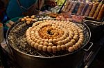 E-saan Sausage, The Native Food Sold On Warorot Market, Chiang Stock Photo