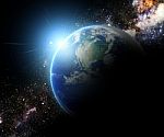 Earth And Sunbeam In Galaxy Space Element Finished By Nasa Stock Photo
