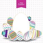 Easter Day  For Egg On  Design. Colorful Pattern For Eggs. Colorful Egg Isolated On White And Pink Background Stock Photo