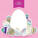 Easter Day  For Egg On  Design. Colorful Pattern For Eggs. Colorful Egg On Pink Background Stock Photo