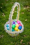 Easter Eggs Basket Stock Photo