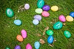 Easter Eggs In Grass Stock Photo