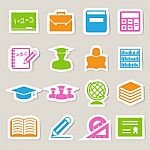 Education Sticker Icons Set Stock Photo