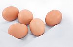 Eggs On White Background Stock Photo