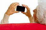 Elder Woman With Smart Phone Stock Photo