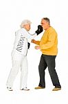 Elderly Couple With Boxing Gloves Stock Photo
