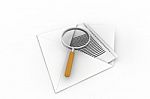Email Icon And Magnifying Glass Stock Photo