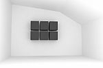 Empty Room With Black Box Stock Photo