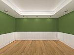 Empty Room With Green Wall Stock Photo