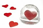 Empty Snow Dome With Heart Stock Photo