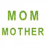 English Alphabet Of Mom And Mother. Made From Green Grass On White Background Stock Photo