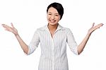 Excited Woman Laughing Heartily Stock Photo