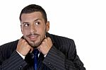 Executive Putting His Chin In Hands Stock Photo
