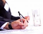 Extreme Closeup Portrait Of A Man Mark On Paper Stock Photo