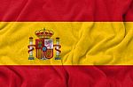 Fabric Wavy Texture National Flag Of Spain Stock Photo