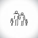 Family Of Four People Abstract Icons Using Line Drawing Stock Photo