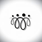 Family Of Four People Abstract Symbols(icons) Using Line Loops Stock Photo