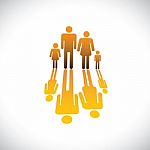 Family Of Four People Symbols - Parents And Children Stock Photo