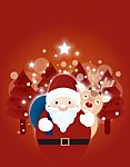 Father Christmas And Reindeer Stock Photo