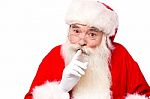 Father Santa Telling Secrets, Shh!! Stock Photo