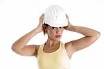 Female Architect Wearing Helmet Stock Photo