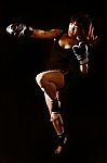 Female Boxer In Action Stock Photo