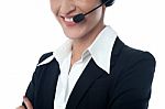 Female Customer Support Executive, Cropped Image Stock Photo