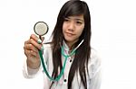 Female Doctor With Stethoscope Stock Photo
