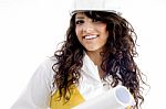 Female Engineer Wearing Helmet Stock Photo