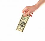 Female Hand Holding Dollars Stock Photo