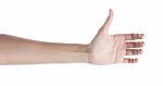 Female Hand To Create A Collage, Isolated On White Stock Photo