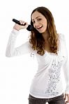 Female Singer Enjoying Singing Stock Photo
