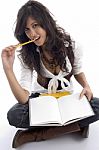 Female Student With Books Stock Photo