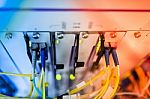 Fiber Optic With Servers In A Technology Data Center Stock Photo