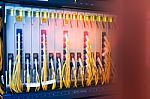 Fiber Optic With Servers In A Technology Data Center Stock Photo