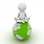 Figure Doing Meditation On Green Globe Stock Photo
