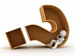 Figure Sitting In Question Mark Stock Photo