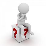 Figure Thinking On Question Mark Stock Photo